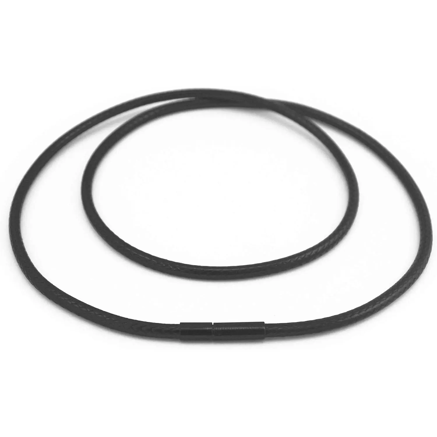 Modern Multi-Size Chain Jewelry Necklace - 2mm Black Wax Wire Leather Cord, Stainless Steel Rice Clasps, 16-28 In