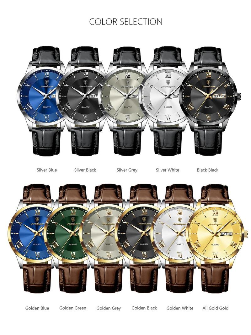 Men's Business Fashion Round Dial Analog Quartz Watch, Fashion Watch for Party, Daily Clothing Decor, Trendy All-match & Exquisite Watch for Birthday Gift with Box, Business Fashion Watches