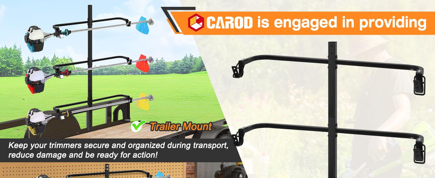 3 Place Weed Eater Rack, On Landscape Truck Trailer Trimmer Rack Holder, Open and Trailers Tool with Locks, Wall Mounted Lawn Equipment Accessories, Carbon Black