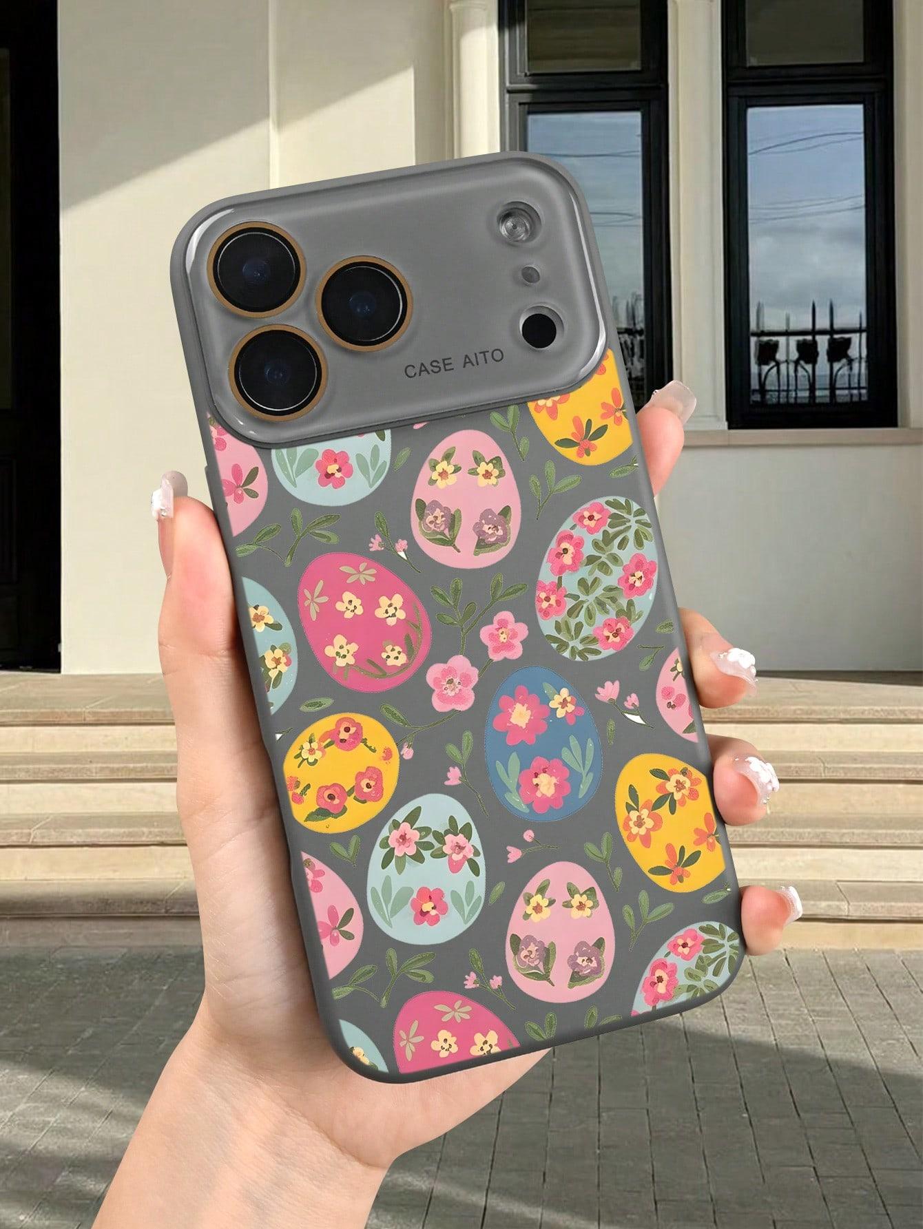 Cute Easter Egg Pattern Printed Shockproof Protective Phone Cover Compatible With Iphone 17promax/17pro/17/17Air/16promax/16pro/16/15promax/15pro/15/14promax/14pro/14/13promax/13pro/13/12promax/12pro/12