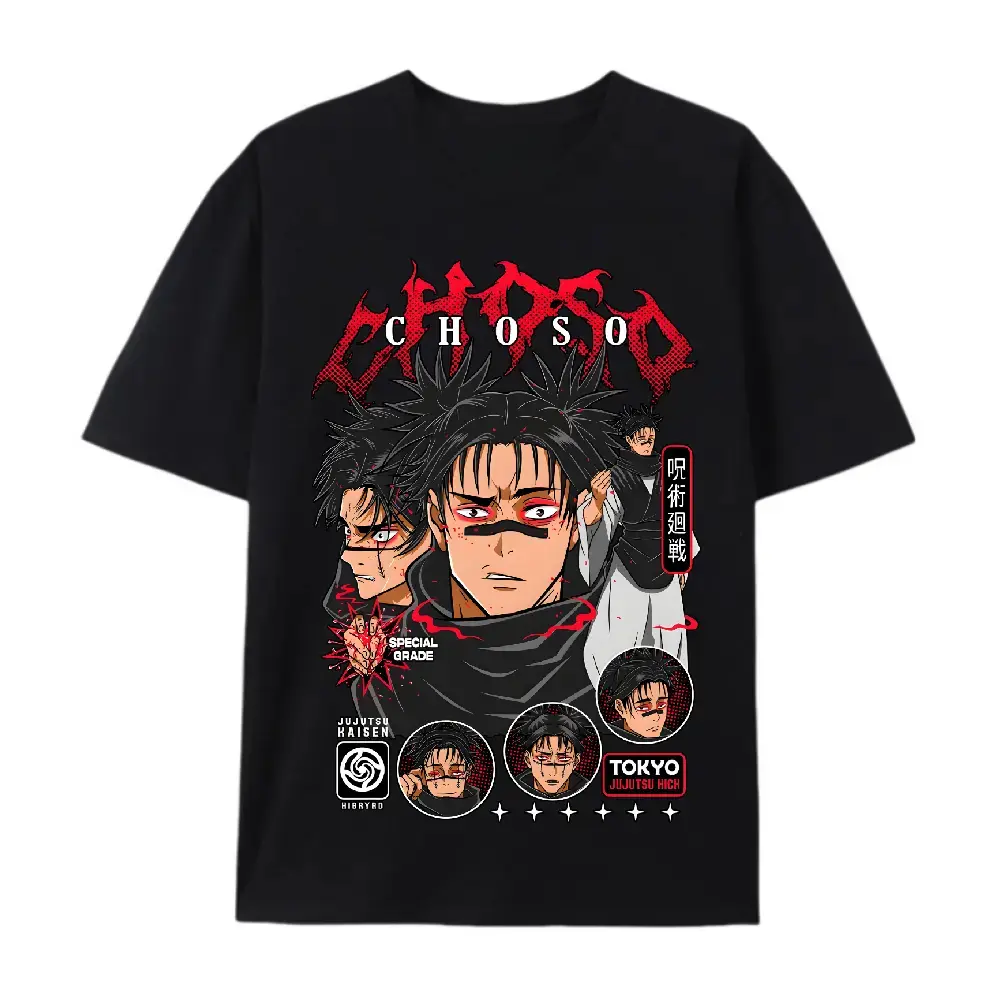 Men's Jujutsu Kaisen JJK Anime Graphic T-Shirt - 9 Sorcerer Options (Gojo, Toji, Megumi, Yuji) - Vintage Cotton Round Neck Short-Sleeve Oversized Menswear Top - Ideal Gift for Anime Lovers, Tshirt, Shortsleeve, Gifts For Him