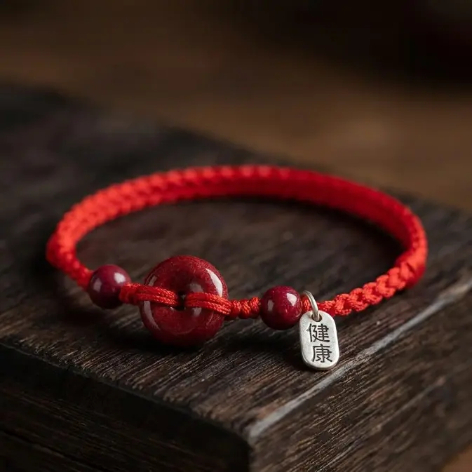 Healthy buckle red string bracelet hand-woven peace and health bracelet cinnabar bracelet