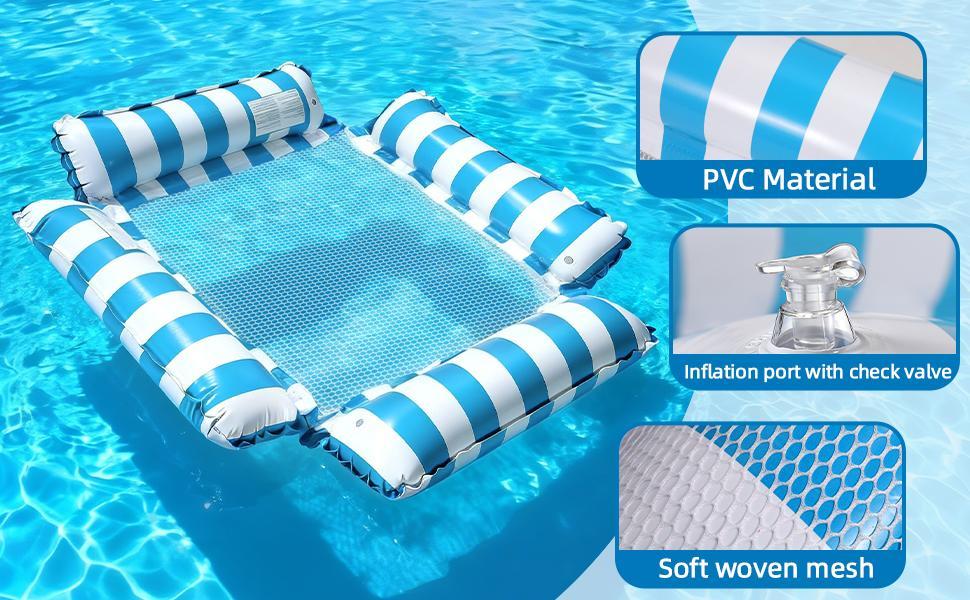 Inflatable Pool Hammocks, Tanning Pool Floats, Portable Pool Float for Adults, Pool Floats Adult Lounge Chair, Pool Float Raft for Summer Relaxing & Travel, Pool Accessories for Backyard Party, Above Ground Pool Accessories for Lake & Beach Vacation