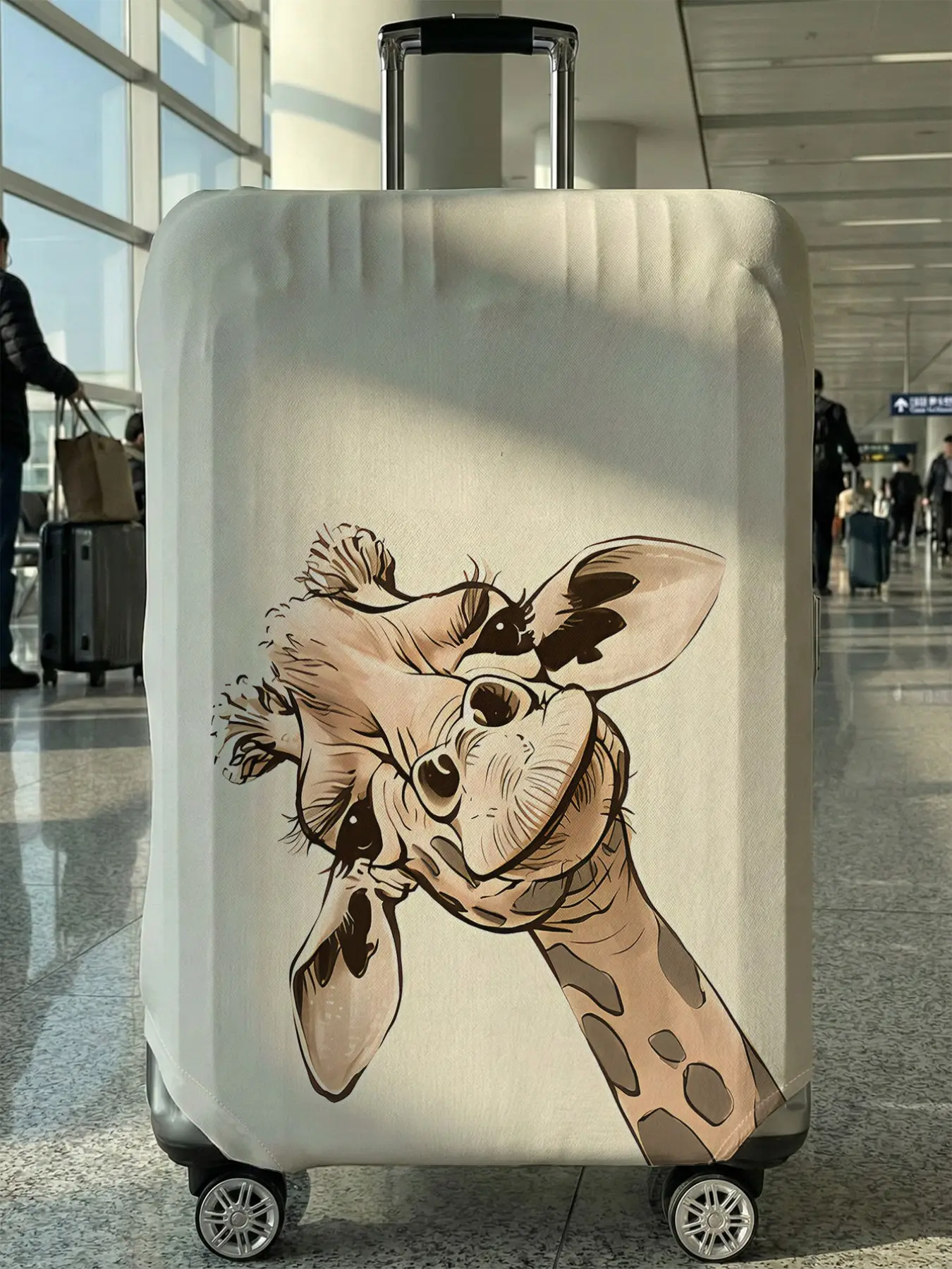 Travel Giraffe Pattern Suitcase Cover, Polyester Dustproof Luggage Protector, Lightweight Random Print, Protective Travel Accessory, Luggage Accessories