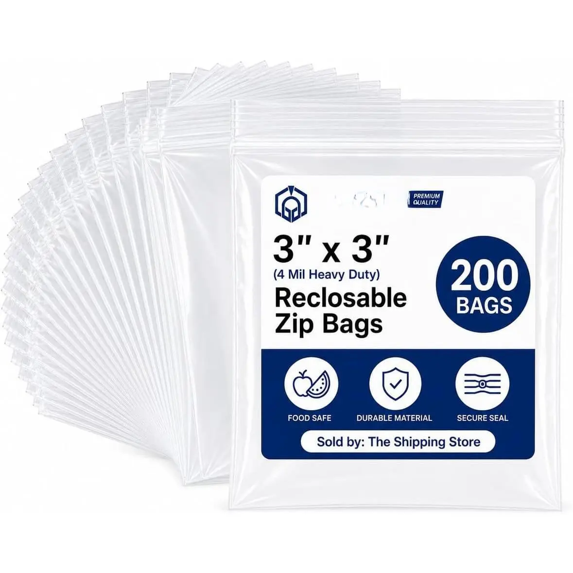 3" X 3" Heavy-Duty Plastic Zip Bags (200 Count) - 4 Mil Clear | Resealable Plastic Bags for , Crafts,  Storage -