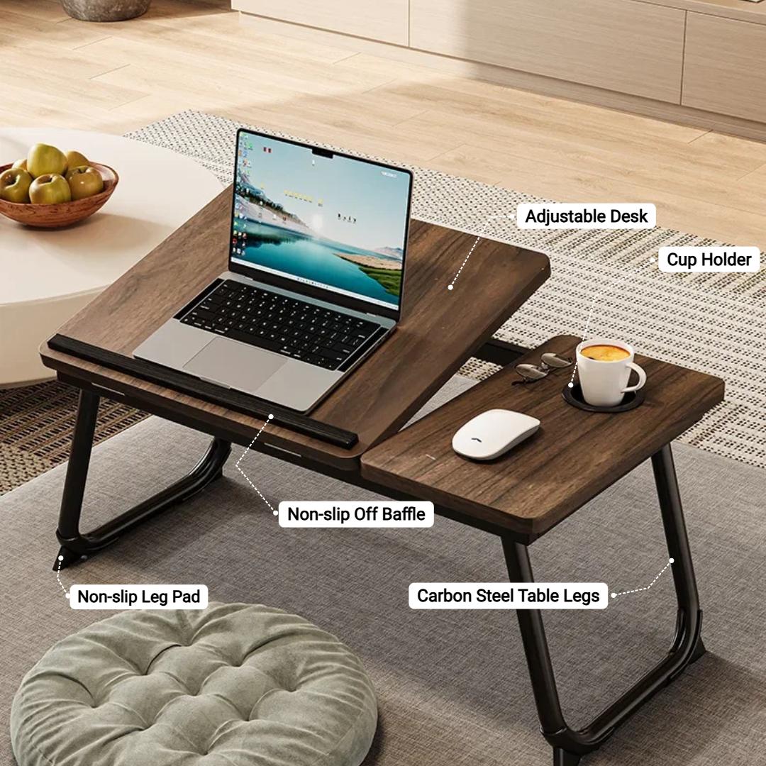 Foldable Adjustable Lap Desk Stand, Portable Bed Table Laptop Desk Breakfast Tray for Eating, Reading, Working in Bed & Sofa  bed  multifunctional  tray table