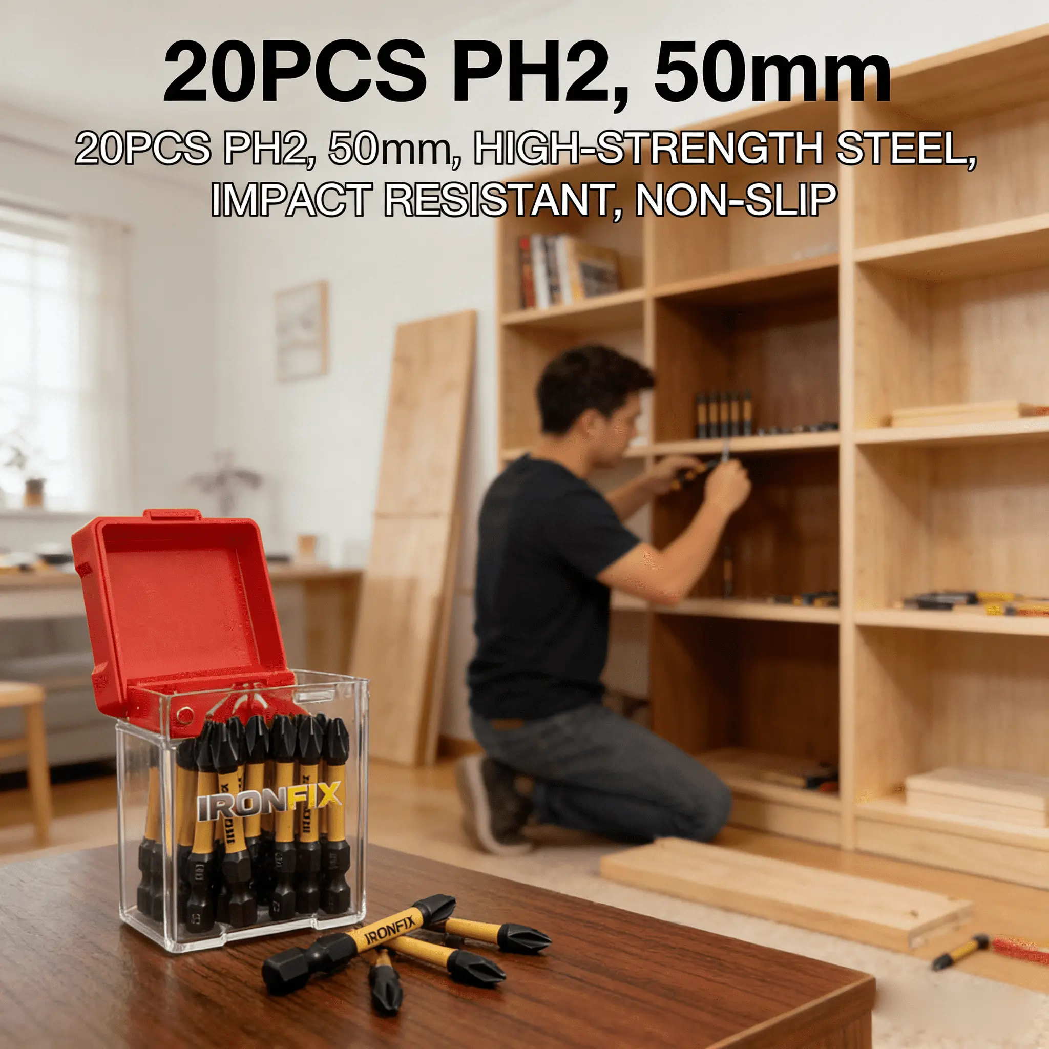 20PCS Power Tool Accessories Cross Screwdriver Bit Set - 50mm Length, T25/PH2/PZ2 Sizes, High Hardness, Impact Resistant for Electric Screwdrivers