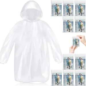 10 Pack Disposable Rain Ponchos for Adults, Card-Sized Emergency Ponchos Family Pack with Hood for TravelGift.