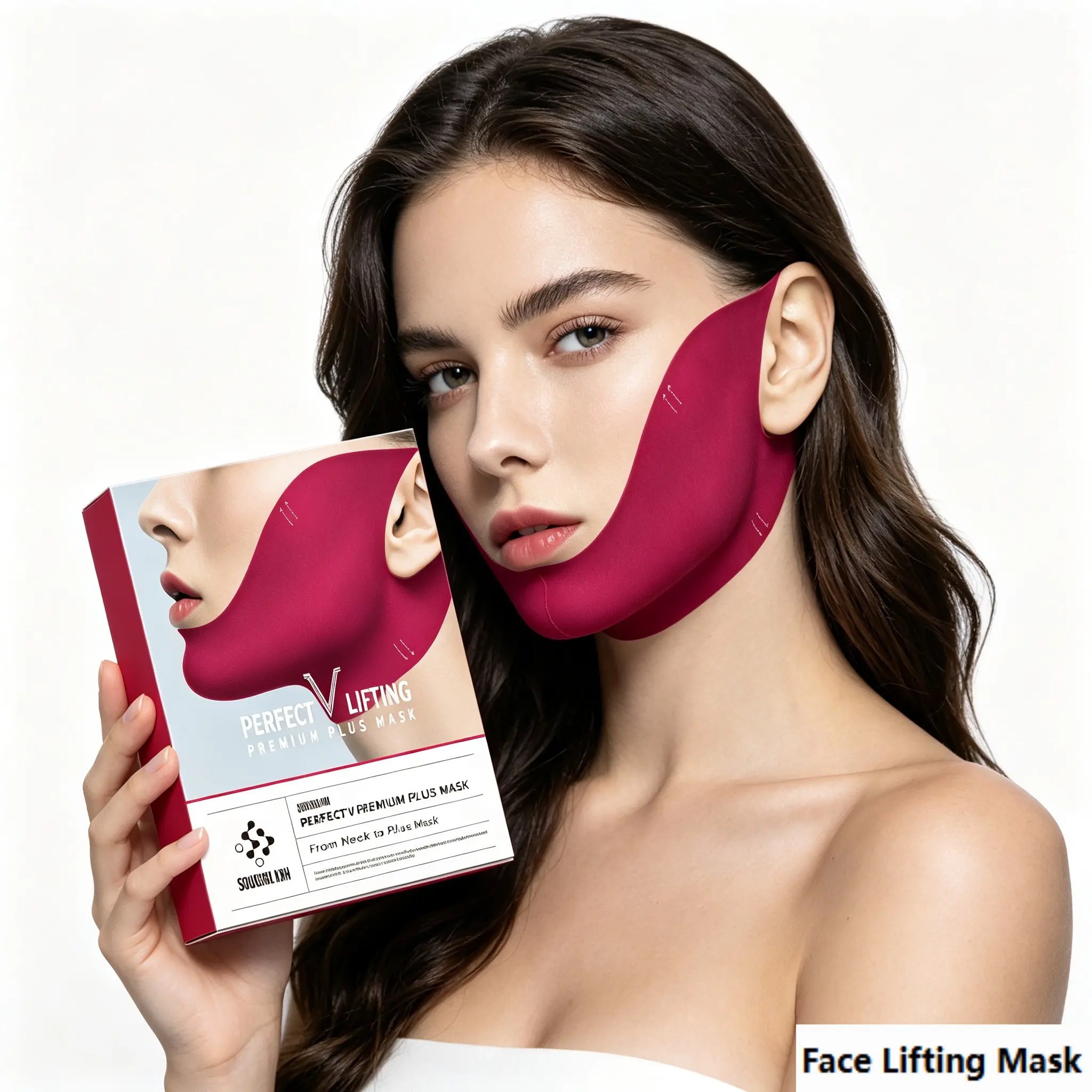 Facial Sculpting Bandage Patch, V-Shape Lifting Chin Tightener, Anti-Wrinkle Skincare Mask, Nylon Fabric & Water Gel Material