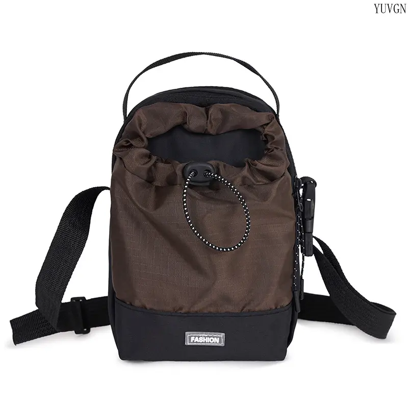 Casual Nylon Crossbody Bag in 2-Tone, Lightweight Shoulder Pouch with a Compact Shape and Drawstring for Daily Wear and Outdoor Sports, Shoulder Storage Pouch