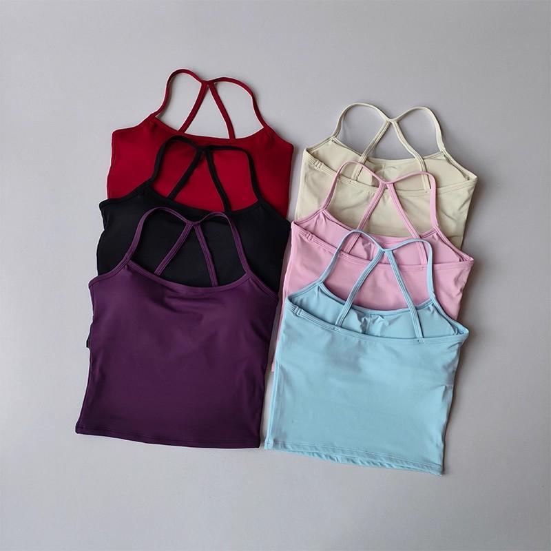 Women's Cross Back Yoga Sports Bra Gym Tank Top Push-Up Workout Bra Fitness Vest Comfortable 'Naked Feeling'Gym Bra Fitness Wear