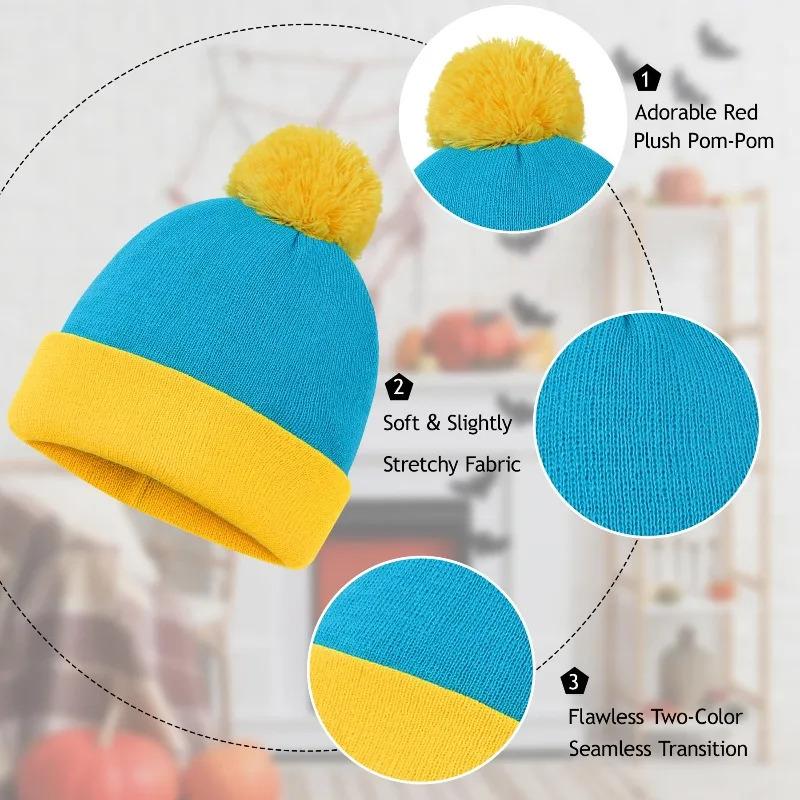 2pcs Cosplay Funny Beanie Hat and Gloves,Character Park Winter Warm Knit Hat Winter Christmas Costume Accessories for New Years