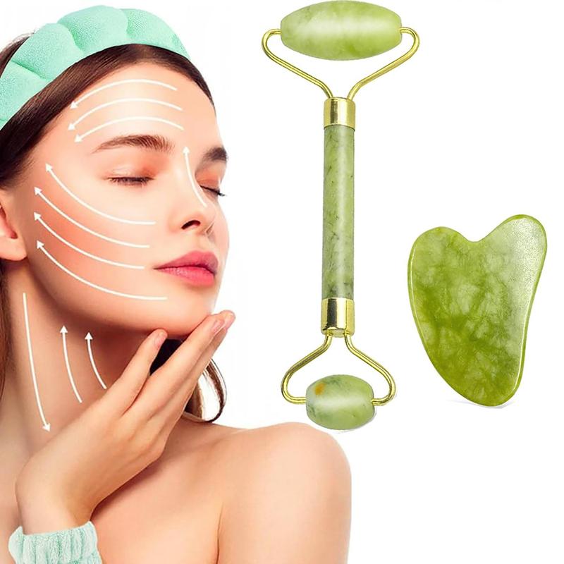 Face Massage Tool, 2 Counts/set Face Roller & Body Massage Tool, Including 1 Massage Roller & 1 Heart Shape Gua Sha Board, Facial Massage Tool, Christmas Gift