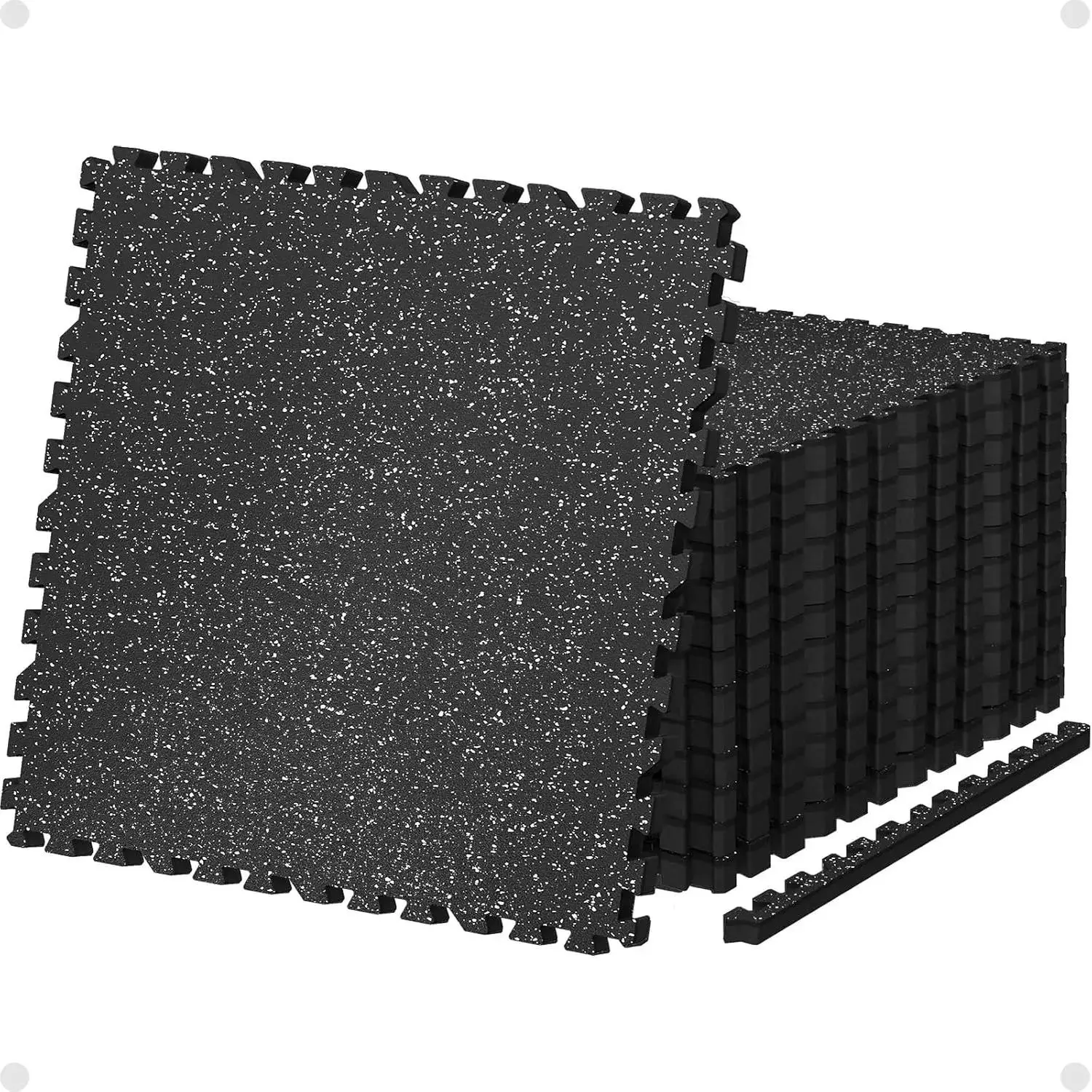 [Fathersdaygift]AIRHOP 0.79in Thick Fitness Mat, 48 Sq Ft Large Interlocking Puzzle Flooring (12 Tiles) - Upgraded Rubber Top High-Density EVA Foam for Heavy-Weight Home Workouts, Black & White Home Gym Accessories, Garage