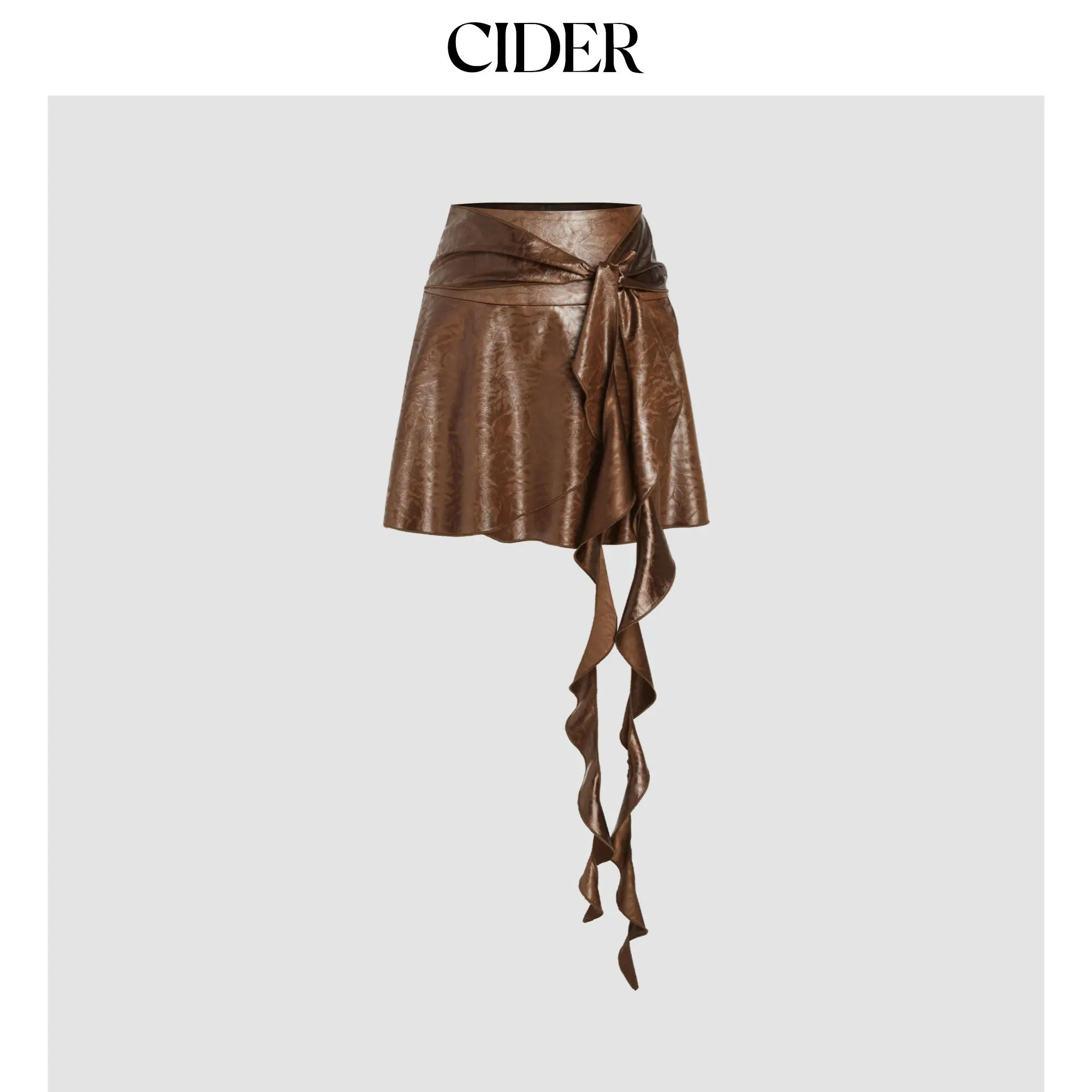 Cider [size 2-26] Middle Waist Wrap Tie Ruffle Mini Skirt