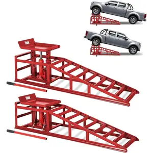 Garvee Hydraulic Car Ramps 2-Pack – 5 Ton (11,050 lbs) Heavy Duty Low Profile Steel Loading Ramp – Adjustable High Lift (9.4–13.34 in), Portable for Garage & Oil Changes – Safe Service Ramp for Trucks, Vehicles