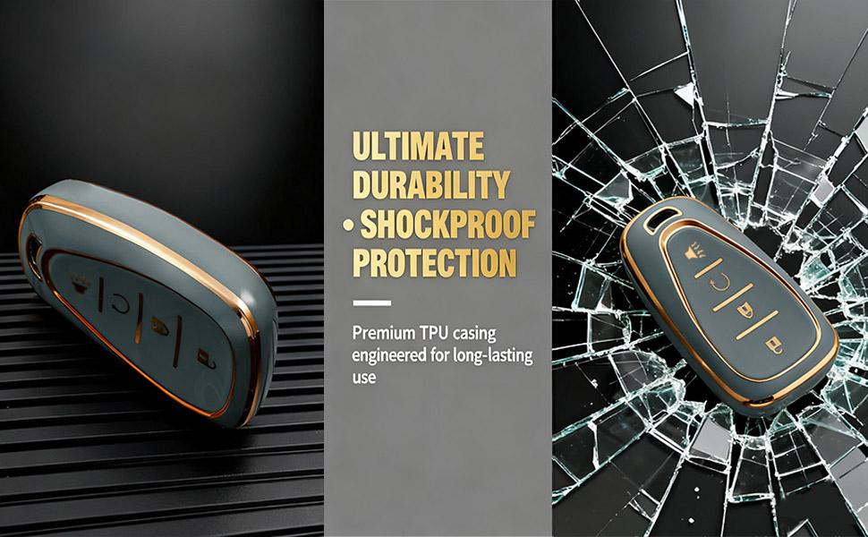 Key Fob Cover for Chevy - Premium Soft TPU Shell Full Protection Case with Keychain, Fits Equinox Malibu Traverse Cruze Blazer Camaro Trailblazer Spark Sonic Volt Bolt Trax, Purple 5-Button