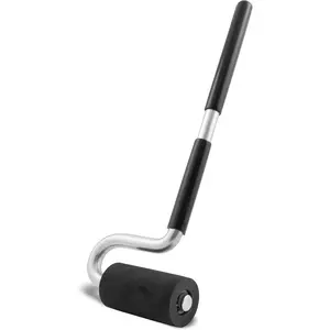 Long Handle J Roller, 1-1/2" Diameter 2-7/8" Wide Thick Rubber Roller, for Veneers Laminate Wall Coverings Edge Banding, Maximum Pressure Adhesion