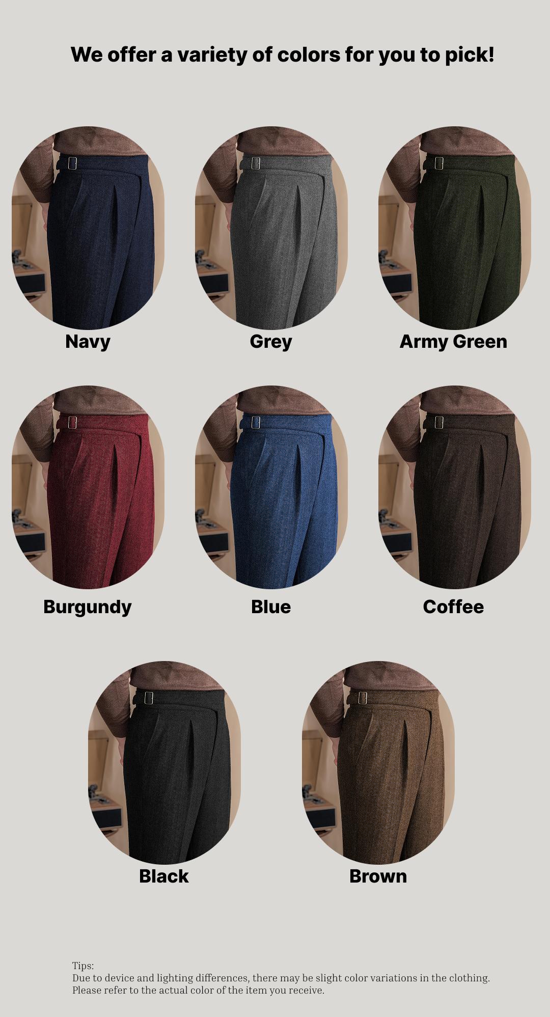 Men's Rtero Herringbone Tweed Wool-Polyester Blend Dress Pants: Elevate Formal & Smart-Casual Styles for Business, Weddings & Daily Polished Looks, Comfortable, Relaxed Fit, Classic
