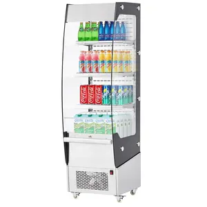 7.8 Cu.Ft Commercial Open Display Refrigerator – Double-Layer Glass Merchandiser Cooler – Interior LED Lighting – Stainless Steel – Ideal for Beverages, Cakes, Supermarkets, Bakeries