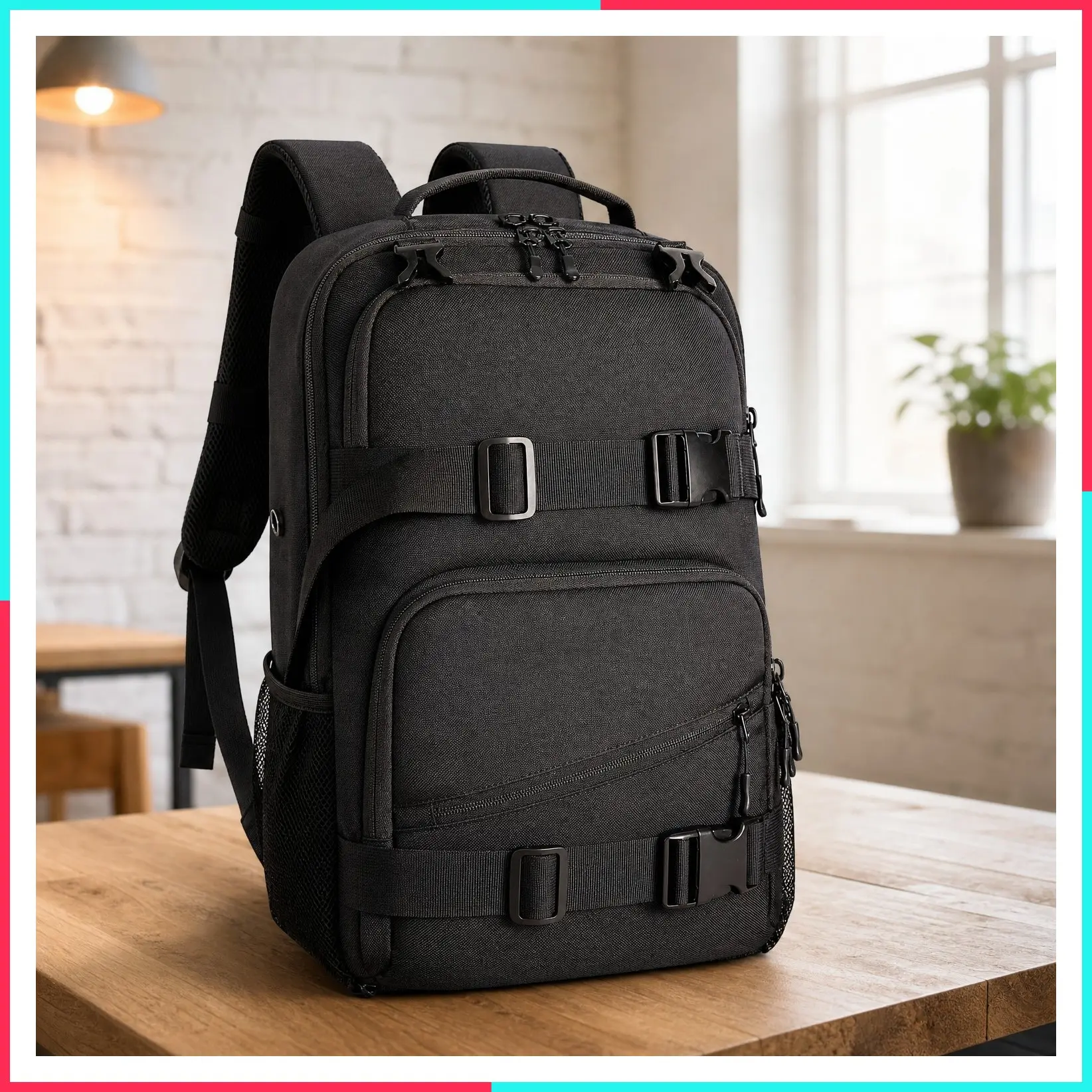Skateboard Backpack with Ball Holder, 15.6 Inch Laptop Backpack for Men Women, Sports Backpack