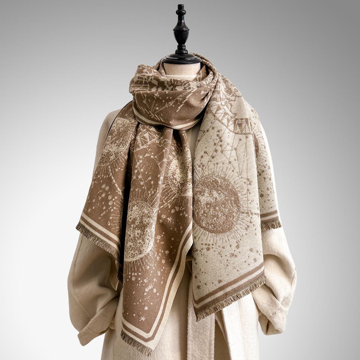 Boho Style Floral & Paisley Embroidery Tassel Decor Shawl, Paisley Print Scarf, Trendy Casual Soft Warm Double Sided Scarf for Fall & Winter, Fashion Accessories for Women & Men