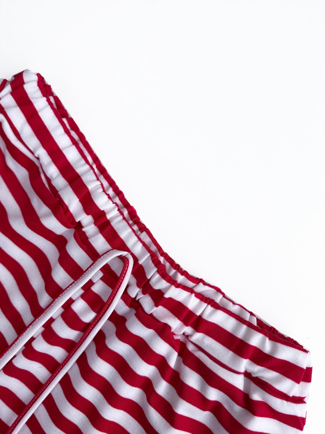 Women's Casual Striped Long Sleeve Top & Pants Set, Comfortable Loose-Fitting Home Wear, Fashionable Two-Piece for Daily Use