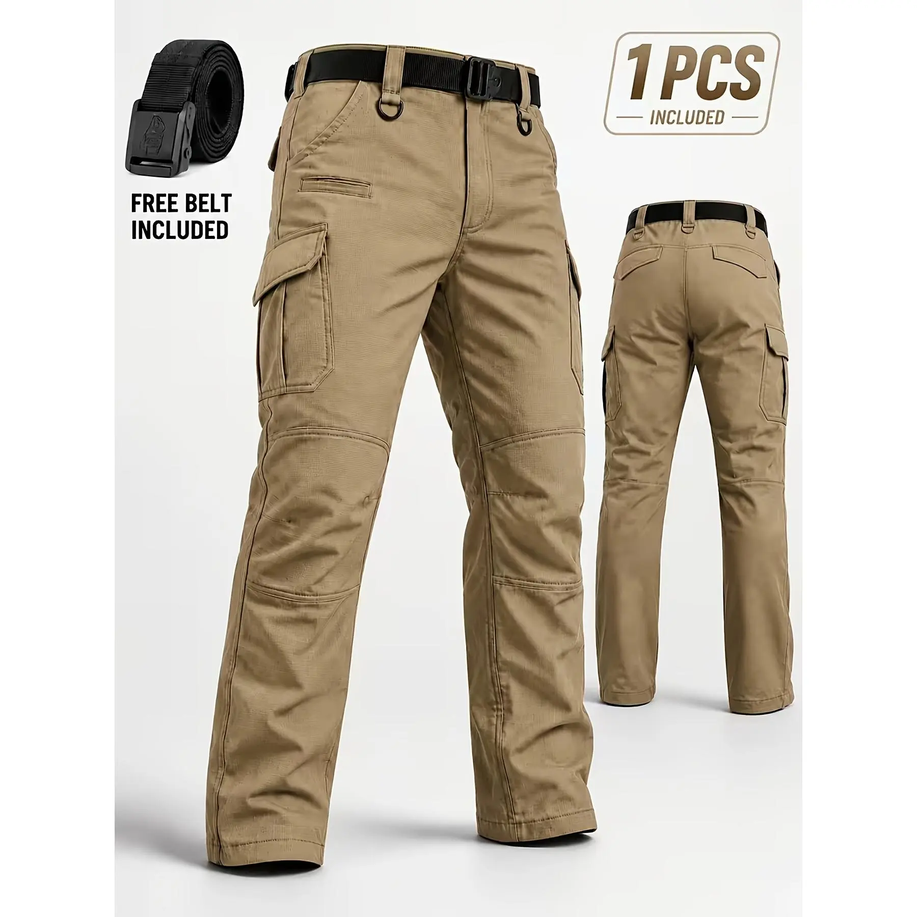 [Tactical Cargo Pants] Lightweight & Tear-ResistantMen's TacticalCargo Pants |   (Waist belt included)Multi-Pocket Design, Loose Fit for Hiking, Camping, Construction |   Elastic Fabric, Outdoor Sports & Casual Version