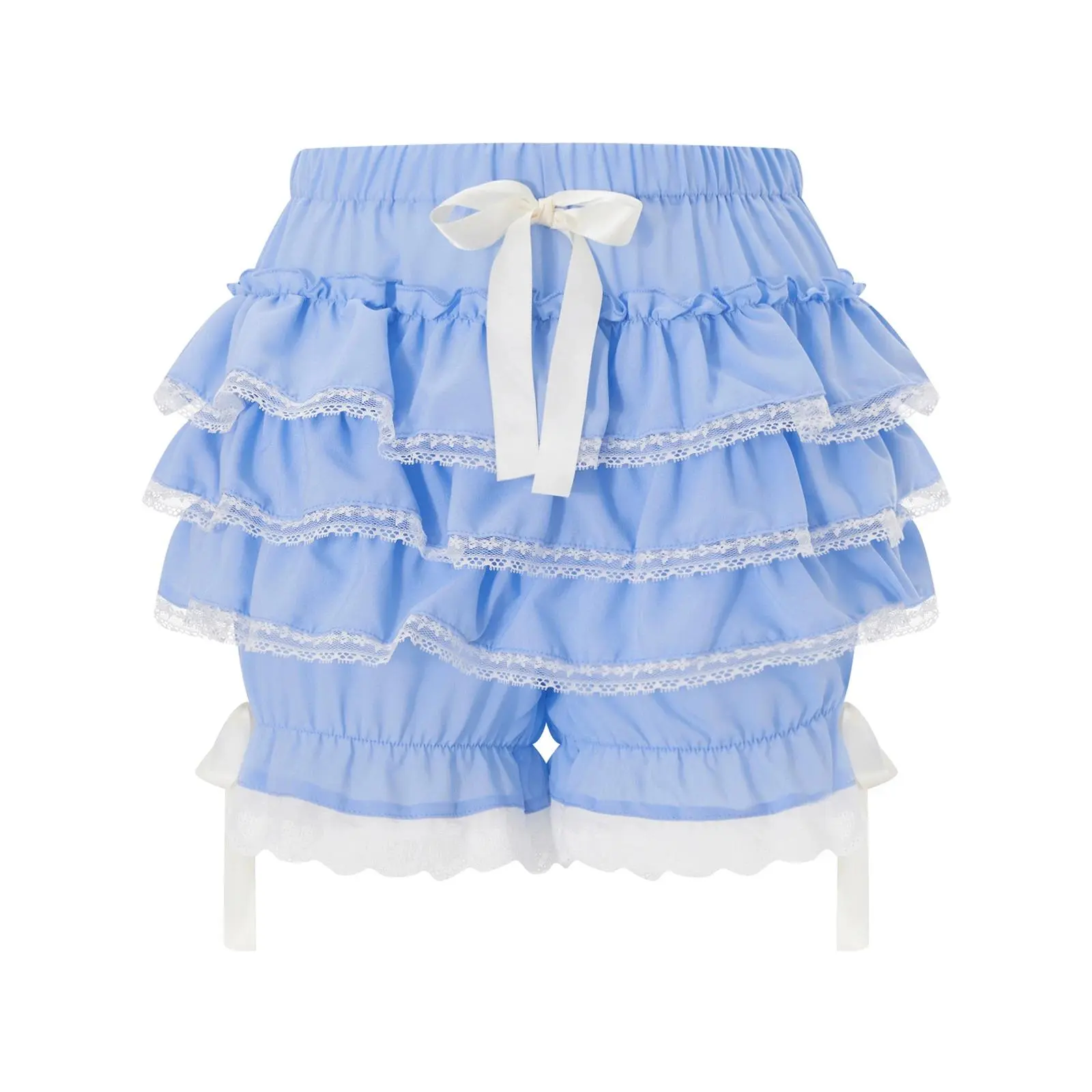 Women   Lolita Bloomers Ruffle Pumpkin Panties Bottom Lace Trim Layered High Waist Short Pants Boyshorts Micro Bottoms