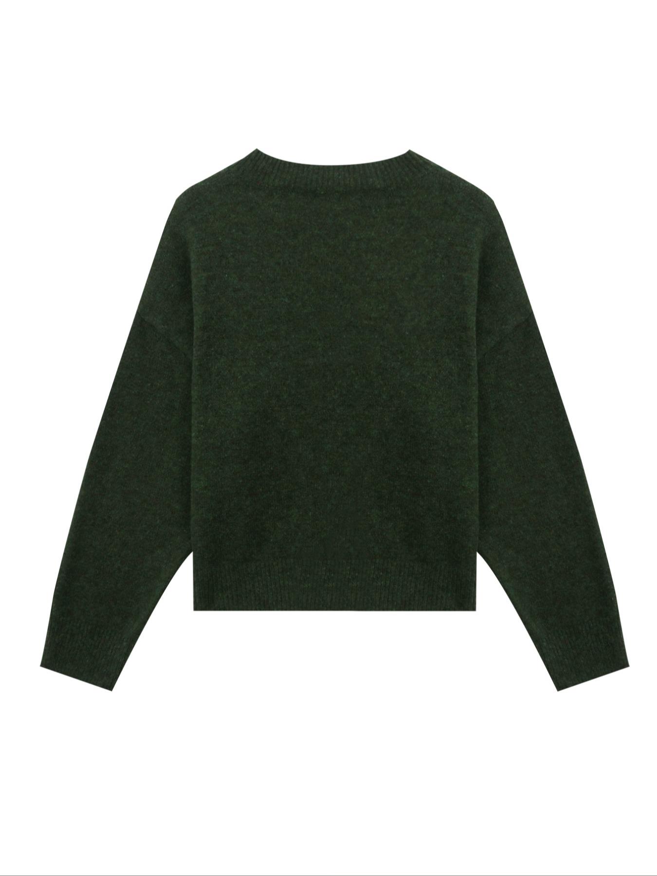 Autumn Winter Women's Casual Knit Cardigan, Elegant Vintage Round Neck Sweater, Simple Lazy Style, Long Sleeve Pullover