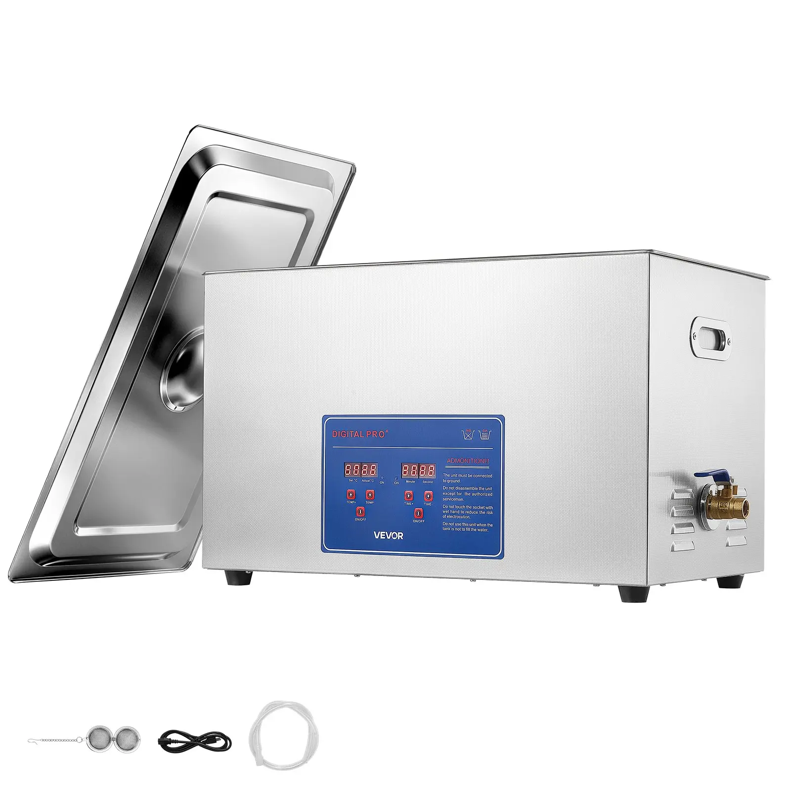 VEVOR Ultrasonic Cleaner 30L-Class Capacity Ultrasonic Parts Cleaner 40kHz, Digital Time and Temp Control, Stainless Steel Ultra Sonic Cleaning Machine with Cleaning Baskets, for Auto Parts, Glasses