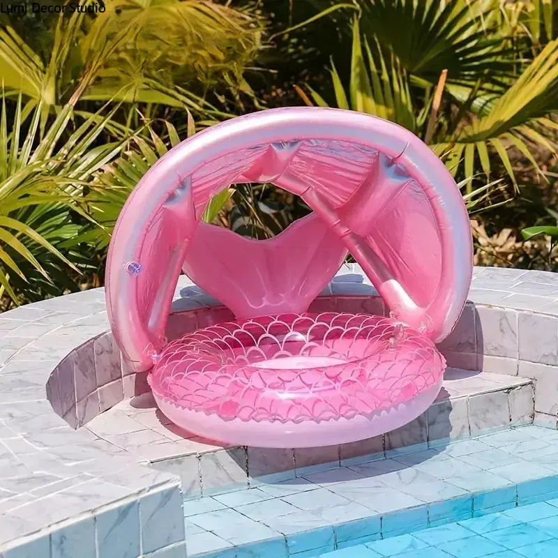 Kids' Mermaid Tail Inflatable Swim Ring, UV-Resistant and Durable PVC Pool Floaties for Fun at the Beach and Pool, Pneumatic, Kiddie Inflatable, Fun Pool Floats