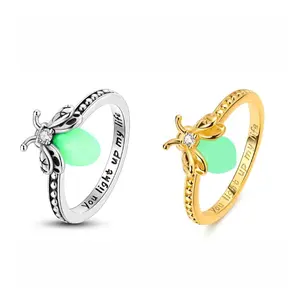 "You Light up My Life" Silver-plated Firefly Ring, Fluorescent Firefly Ring, Perfect Gift for Her