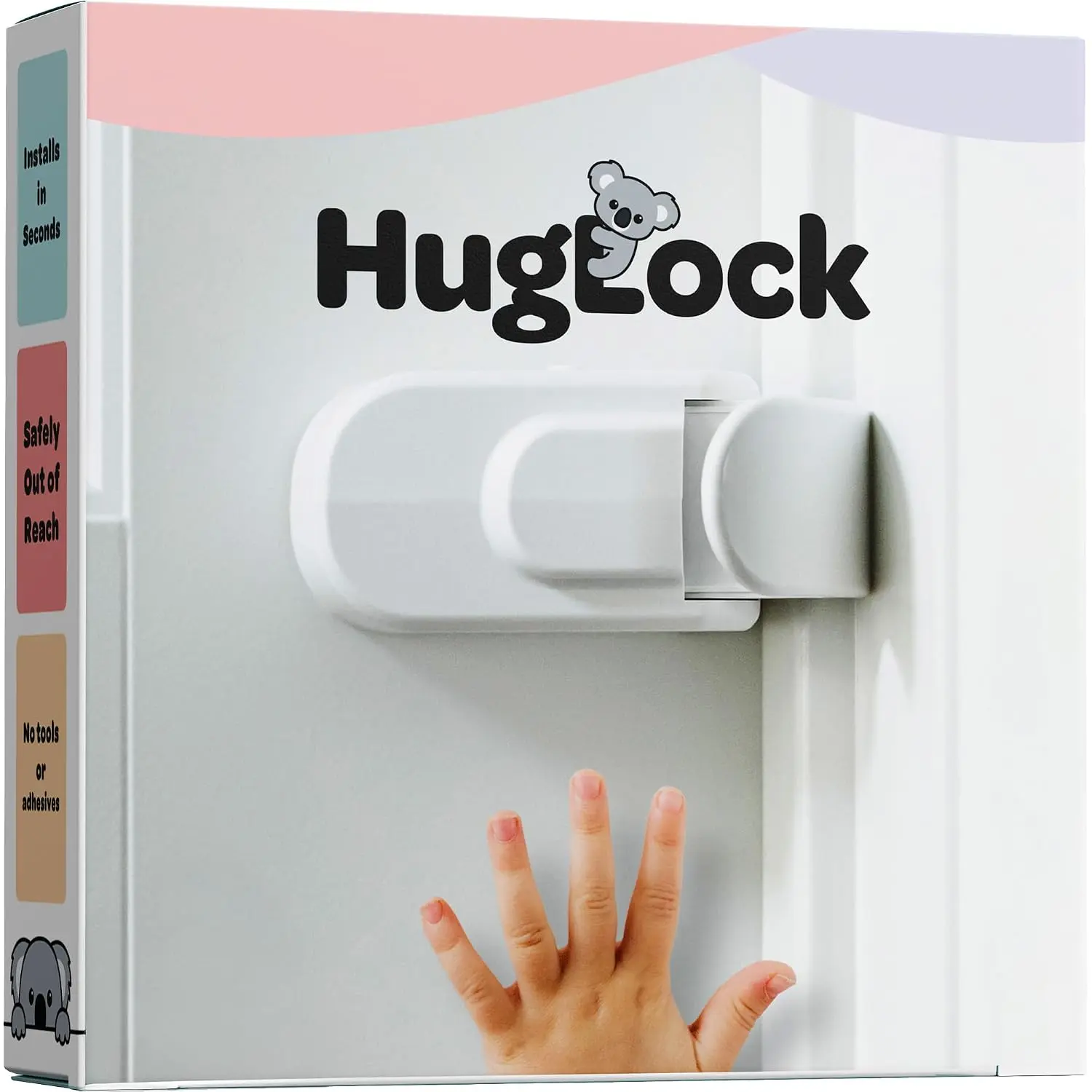 Huglock - The Snap-On Door Lock Kids Can't Reach or Defeat - No or Adhesives Required - Works With Door Knob, Lever or Handle - Childproof Safety Locks are Toddler, Baby and Child (1 Pack)
