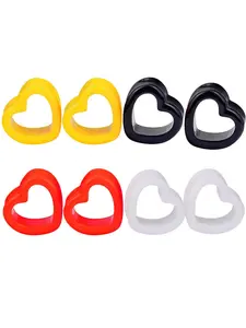 4Pairs Acrylic Heart Shape Gauges For Ears Ear Tunnels Plugs Flesh Stretchers Expander colors White Black Yellow And Red Size 6-16mm