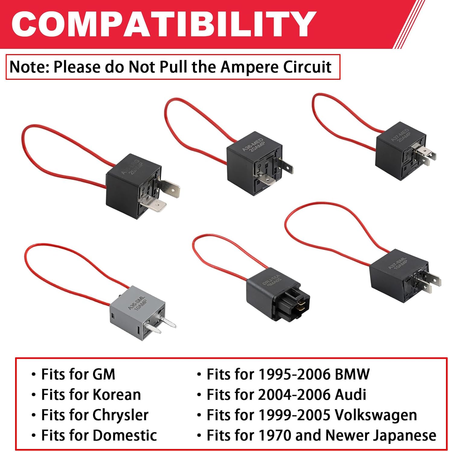 9038A  Pump Relay Bypass Master Kit Relay Tester Diagnostic Scan Tool with Amp Loop Compatible with Select Models (Pack of 6)