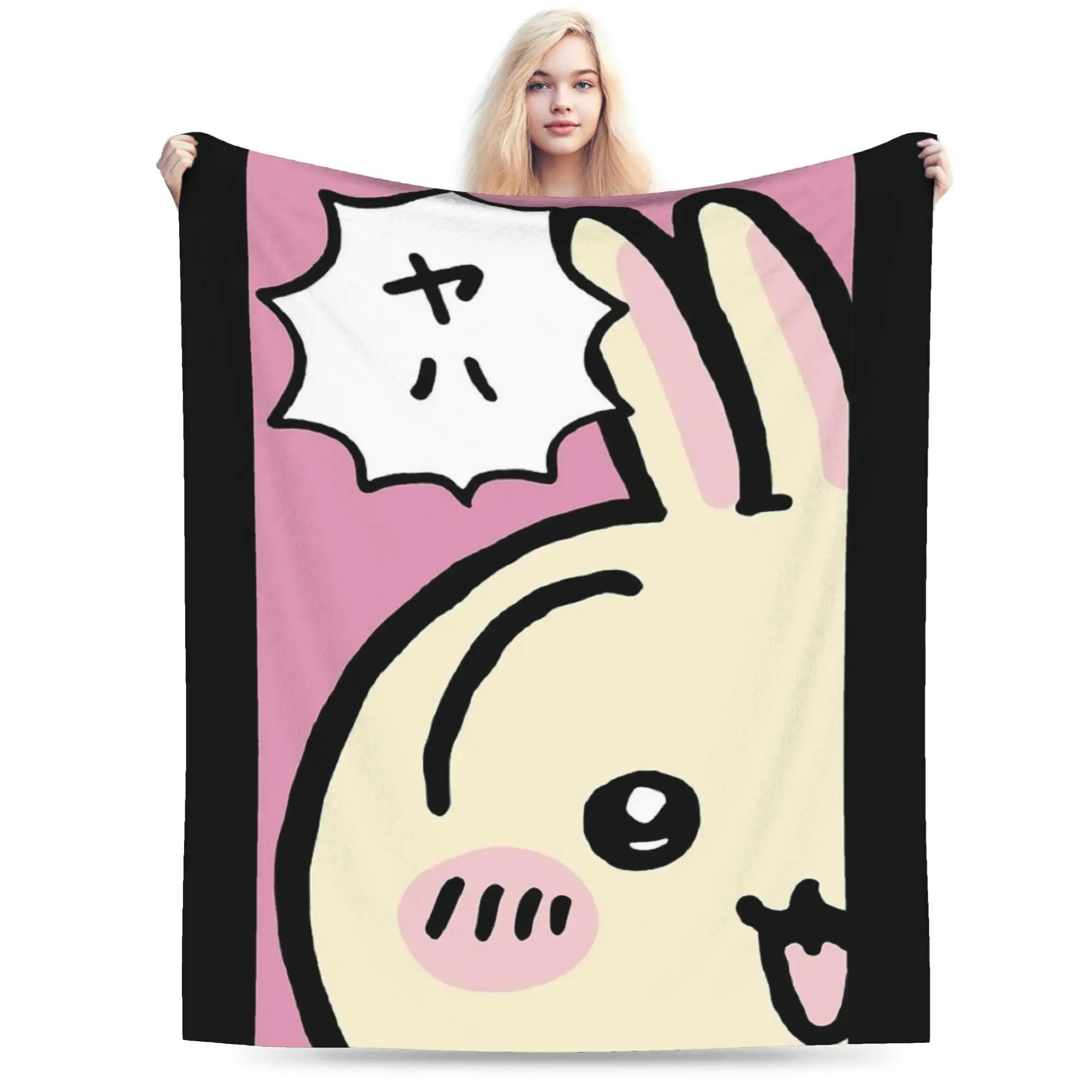 Chiikawa Peek a Boo Usagi Hachiware Flannel Throw Blanket Ultra Soft for Bed Couch Gift