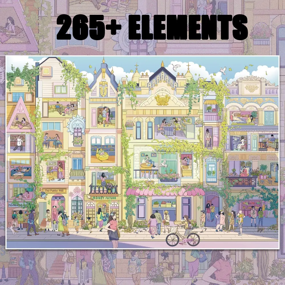 265 Elements Purple Apartment Scrapbooking Scenery Craft Stickers Set, Relaxing Stickers, Cozy Violet-Themed Scenes Stickers Room Featuring Window Sunlight, Soft Rugs & Potted Plants, Perfect for Stress-Relief Journaling, Memory Keeping