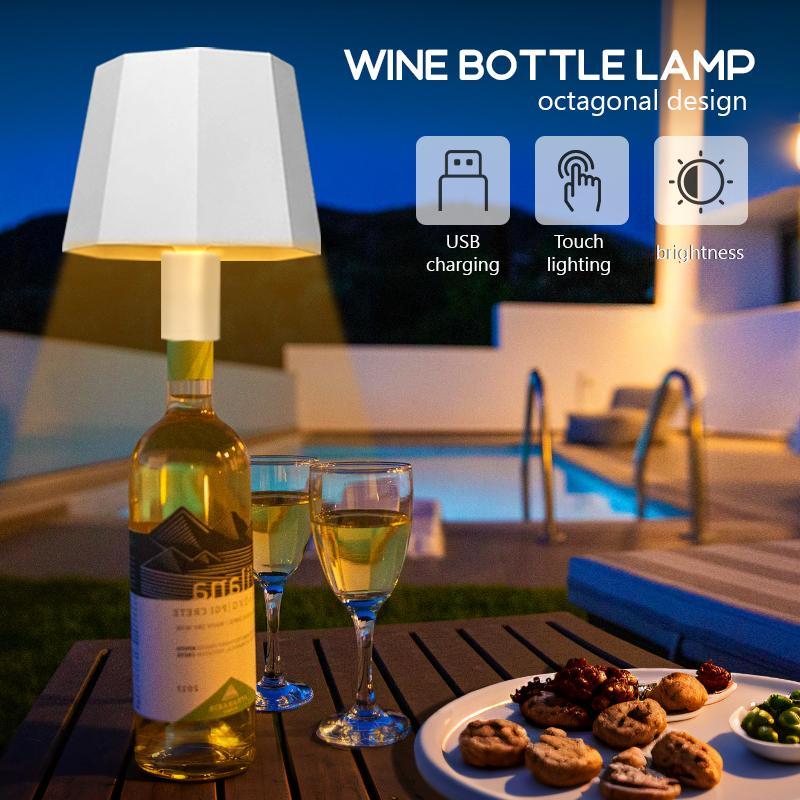 Portable LED Wine Bottle Light, Ambient Decoration Lamp with Touch Control, Rechargeable Dimmable for Wine Beer Bottles, 3 Color Modes, Perfect for Parties