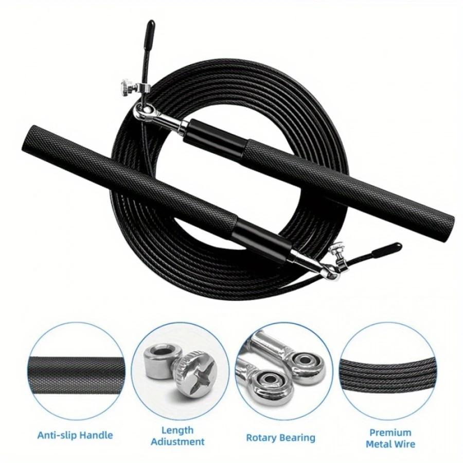 Professional Jump Rope, Adjustable Length Skipping Rope with Weighted Handles, Fitness Equipment for Men & Women Home Gym Workout