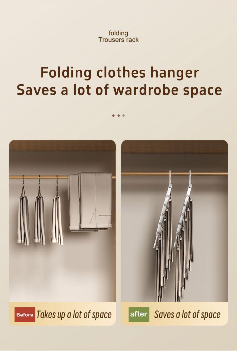 6 Layer Pants Hanger Space Saving Closet Organizer with 65mm Wide Spacing, Anti-Slip Multifunctional Pants Rack for Jeans Trousers Wardrobe
