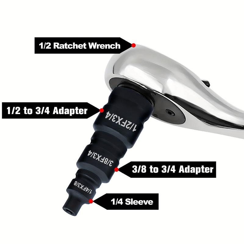 6 Piece Impact Socket Adapter Set, Standard SAE, 1/4, 3/8, 1/2" Cr-V Steel Impact Driver & Wrench Conversion Kit Socket Reducer, Locking Socket Adapter Set