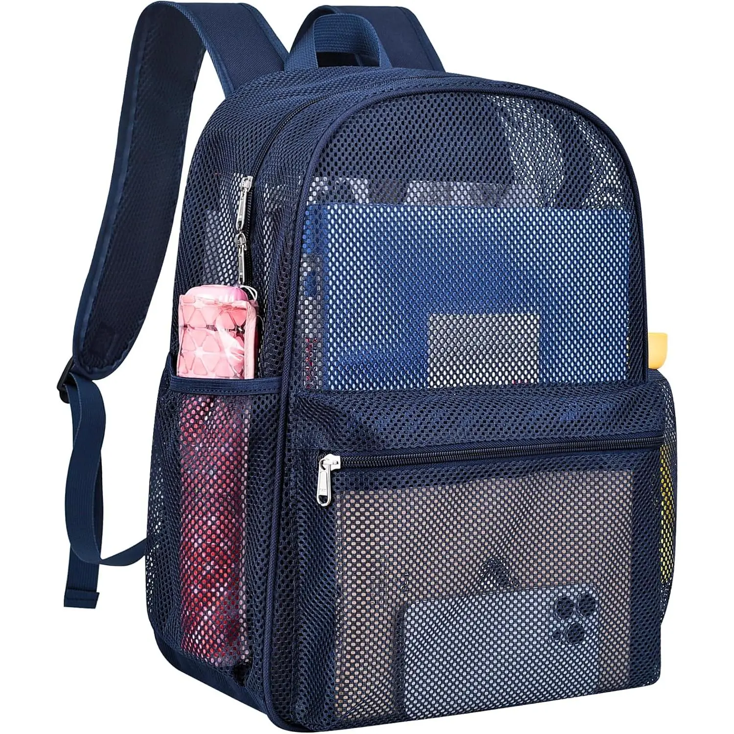 Mesh Backpack Lightweight See Through Backpack for Commuting Swimming Travel Beach Outdoor  Blue, Large