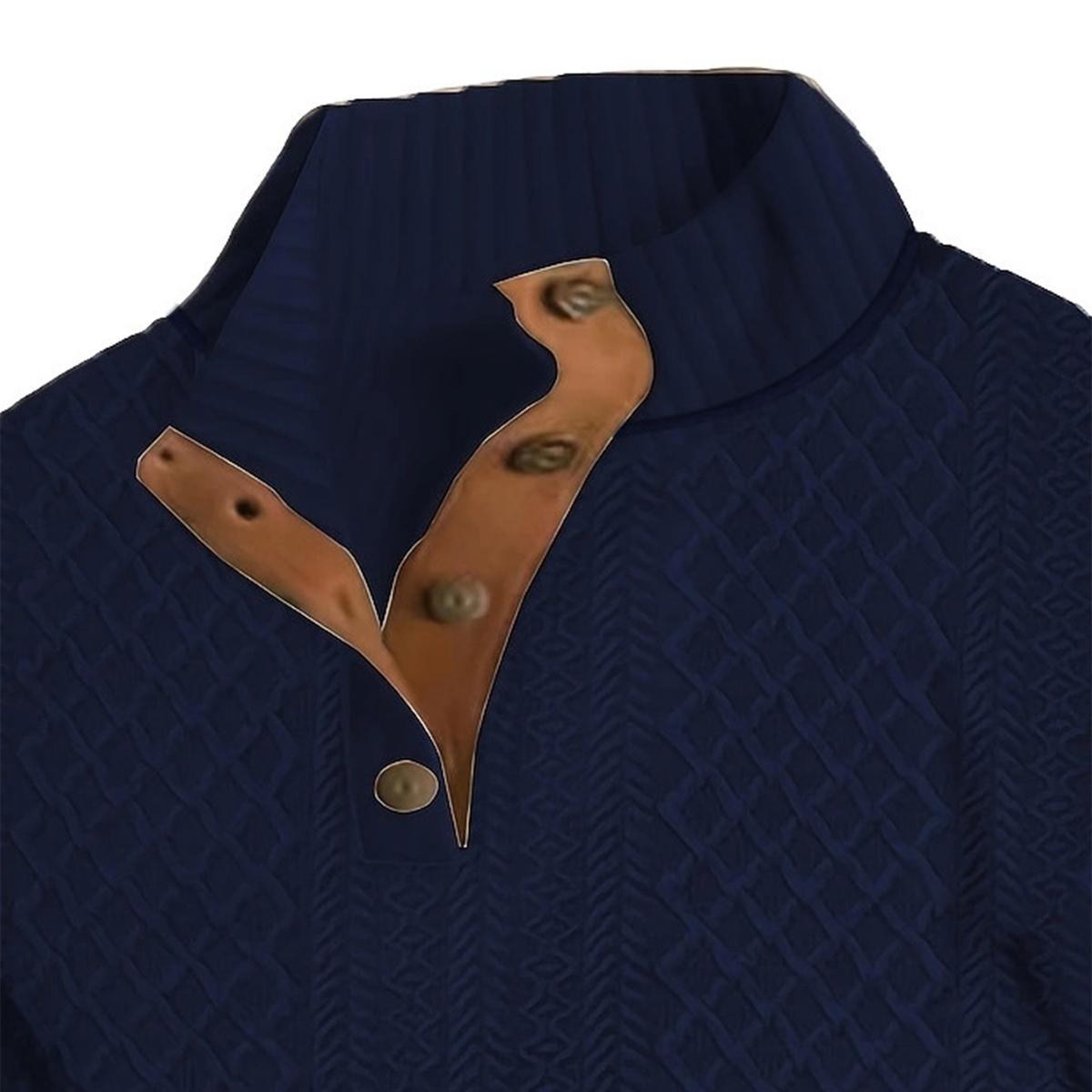Trendsetting Men's Textured Pullover with Dynamic Splicing Details and a Complex Knit Pattern for Fashion-Forward Style