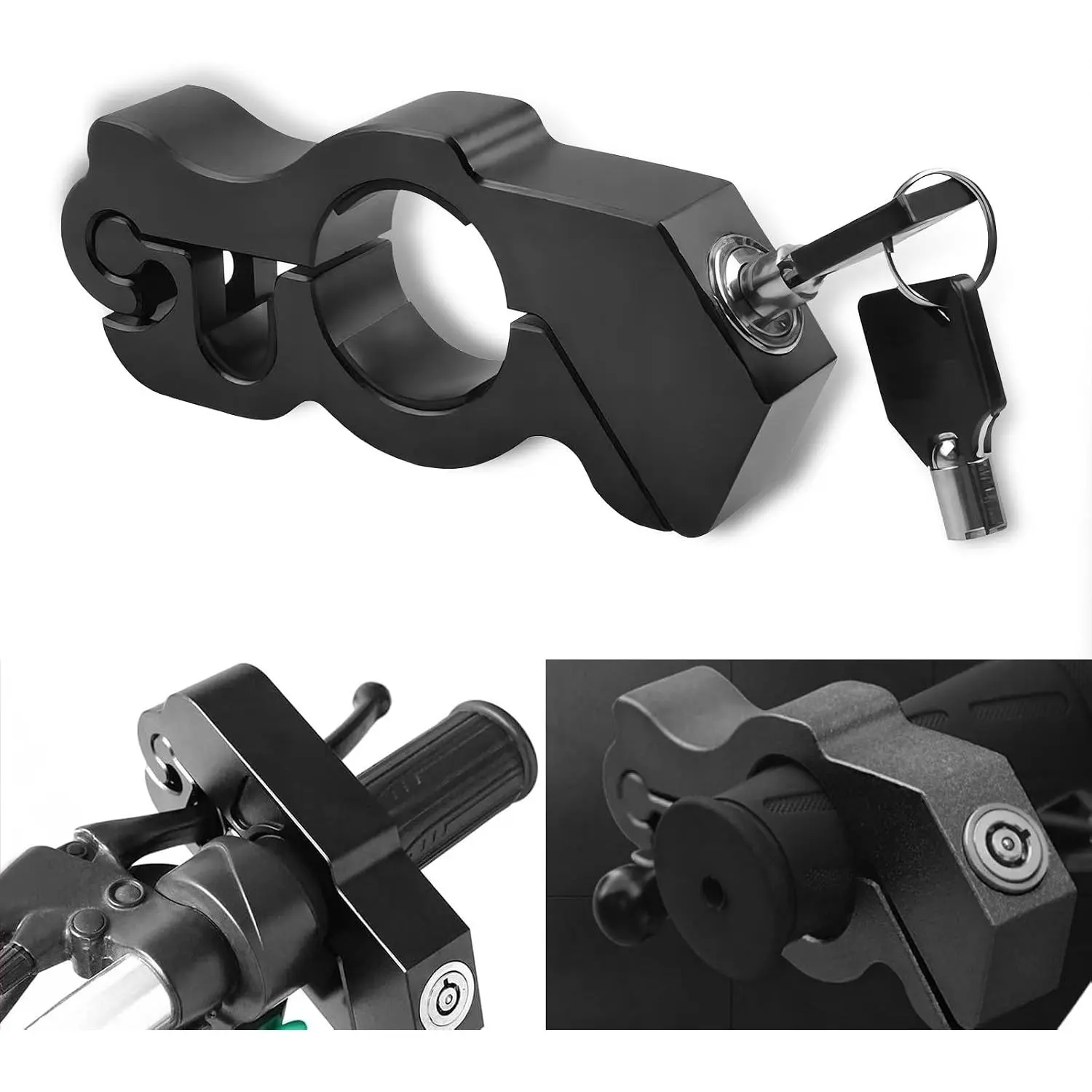 1 PC Motorcycle Grip Brake Lock, 5-5/16" x 2-3/16" x 15/16" Alloy Anti-Theft Throttle Lock, Replacement Modification Accessories, Suitable for Motorcycles, Scooters, Bicycles, ATVs (Black)