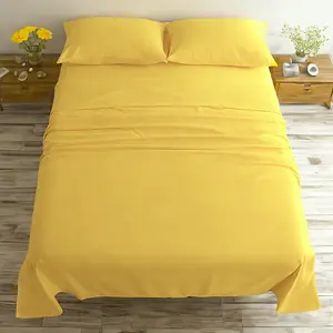 Microfiber Bed Sheet Set, Ultra-Soft and Durable, Wrinkle, Fade, Stain Resistant, Deep Pocket Fitted Sheet, Yellow