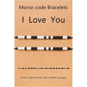 Couples Bracelets, I Love You Morse Code Bracelet, Christmas Gifts for Boyfriend, Long Distance Relationships Matching Bracelets