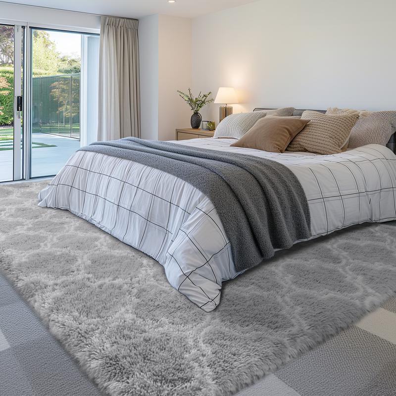 FAMVAL Large Size Plush Rugs Big Fluffy Area Rug Non-slip Soft Shaggy Carpet Mats for Livingroom Bedroom Nursery Home Decor Light Gray Lantern Christmas gifts