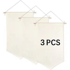 3 PCS Canvas Banners Wall Hanging Brooch Jewelry Storage Case Stand Enamel Pin Display, Sublimation blank Banner,Holder Earrings Necklace Pin Collection Organizer