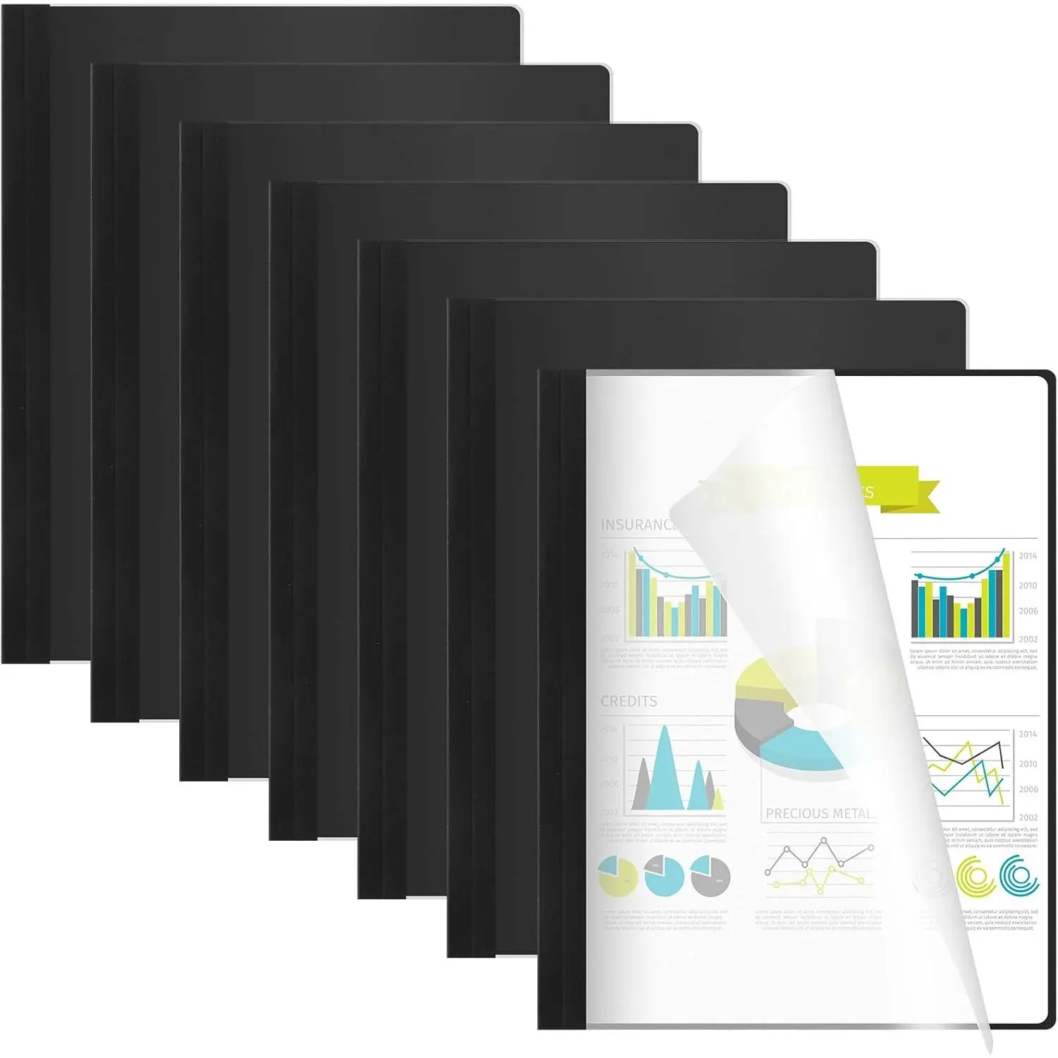 MotiMind 10 Pcs Thermal Binding Covers, 8.5 x 11 Inch Letter Size, 1 Inch Spine Holds 240 Sheets, Clear Front Paper Back Report Cover Suitable for Schools Offices Presentation(Black)